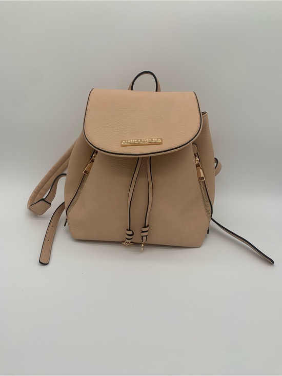 Poppy & Peonies Handbags - Poppy & Peonies Nude Pebbled Leather Drawstring Backpack